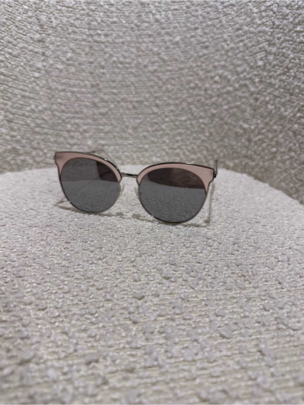Quay Australia Pink Cat-Eye Sunglasses with Silver Temples
